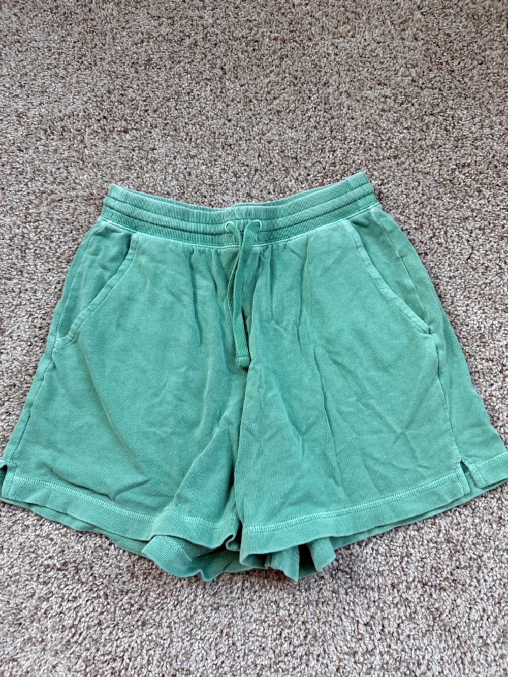 Cotton Women’s High Waist Casual Drawstring Shorts in Seafoam Green Boho Grunge